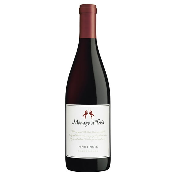 Ménage à Trois Pinot Noir California Red Wine, 750 ml Glass Bottle, 13.5% ABV