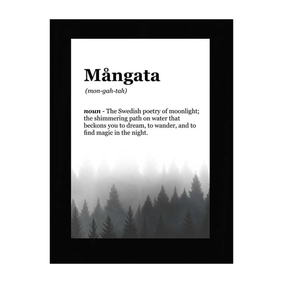 Mångata Definition, Black Frame 7x5 Decorative Wall Plaque With Easel Acrylic Stand | Elegant Forest Design | Inspirational Typographic Decoration