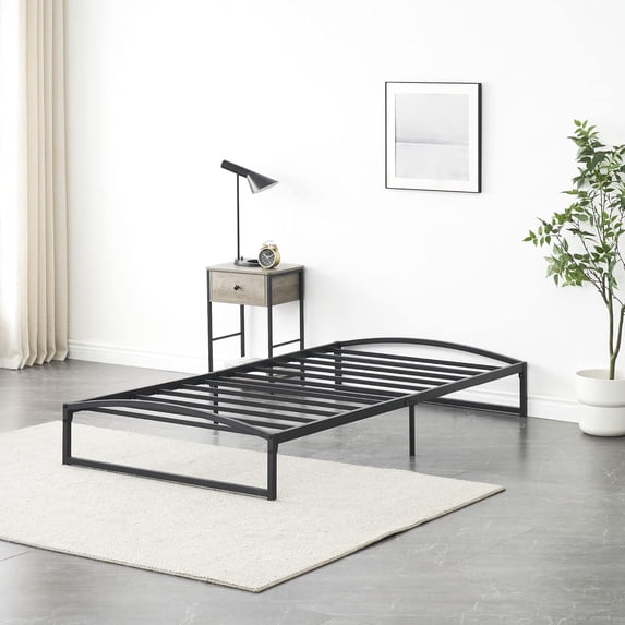 M optimized 10 Inch Twin Size Platform Metal Bed Frame Low Profile with Storage, No Box Spring Needed, Black