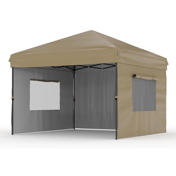 M optimized 10' x 10' Pop Up Canopy Tent, Outdoor Pop Up Commercial Canopy with 3 Removable Sidewalls, Heavy Duty Commercial Instant Tent for Farmer Market, Craft Fair, Event, Vendor