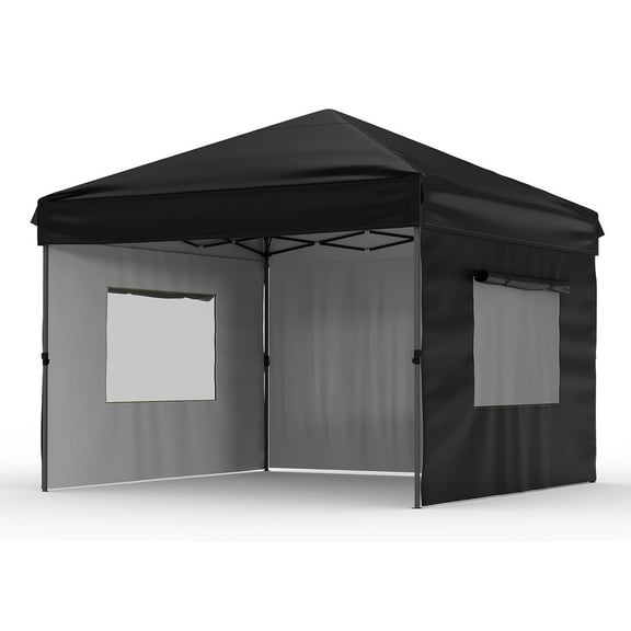 M optimized 10' x 10' Pop Up Canopy Tent, Outdoor Pop Up Commercial Canopy with 3 Removable Sidewalls, Heavy Duty Commercial Instant Tent for Farmer Market, Craft Fair, Event, Vendor
