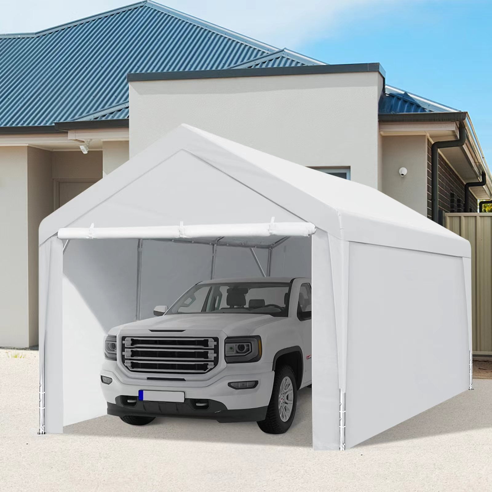 M optimized 10 x 20 FT Storage Shed, Outdoor Carport with Roll-up Door ...