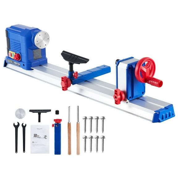 M optimized 10" x 24" Benchtop Wood Lathe Machine, 0.8 HP 600W Wood Lathe Machine, Infinitely Variable Speed (800-3000 RPM), Wood Turning Lathe with Wrench & 3 Chisels for Woodworking
