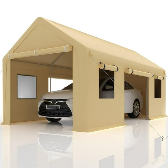 M optimized 10'x20' Carport, Portable Garage, 180g PE Waterproof Canopy & Poles for Pickup Trucks, Boats, and SUVs