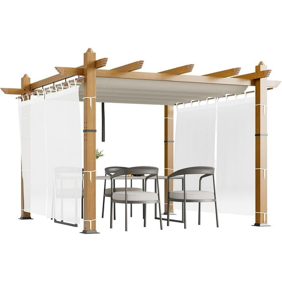 M optimized 10x10 FT Aluminum Pergola with Retractable Roof - Outdoor Patio Shelter with Netting, Perfect for Deck, Porch & Backyard Activities