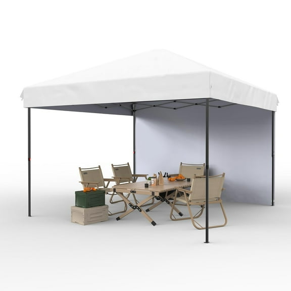 M optimized 10x10 Ft Pop Up Canopy Tent Easy One Person Set-up, Instant Portable Shelter with 1Pcs Sidewalls 4 Sandbags for Patio, Outdoor Activities