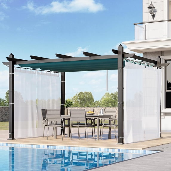 M optimized 10x13 FT Retractable Outdoor Pergola with Canopy and Side Mesh, Upgraded Aluminum Pergola, Modern Pavilion for Backyard, Patio, Porch, Grape Trellis