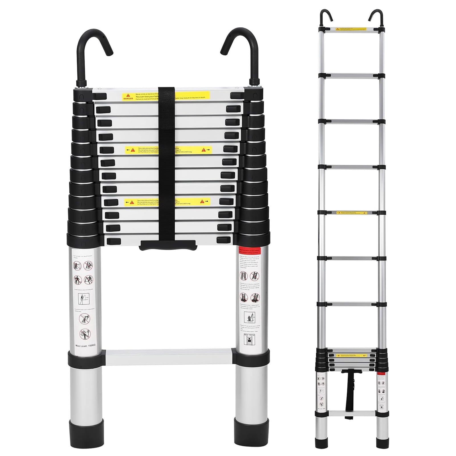 M optimized 12.5ft Aluminum Telescoping Ladder for Home and RV ...