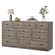 M optimized 12 Drawers Dressers for Bedroom, Wooden Chest of Drawers Clothes Storage Organizer for Living Room, Hallway, Modern Wide TV Stand Dresser for 65"
