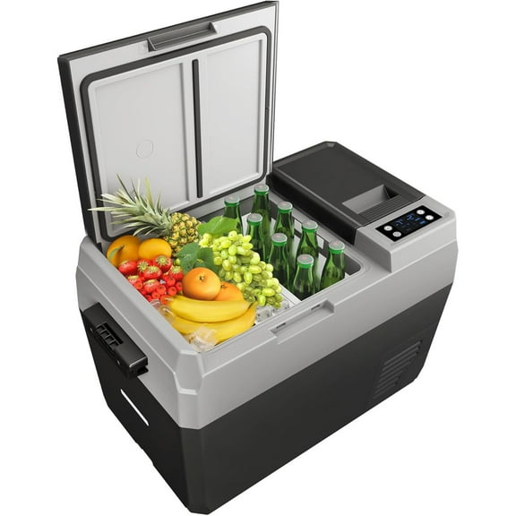 M optimized 12 Volt Smart Refrigerator for Car 31QT Portable Electric Cooler with Dual Zone and Wheels Long-Lasting Car Fridge for Travel