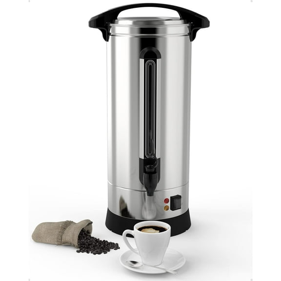 M optimized 120 Cup Commercial Coffee Maker, Food Grade Stainless Steel Large Capacity Coffee Urn for Church Meeting Rooms Lounges and Other Large Gatherings, 18 L, Silver