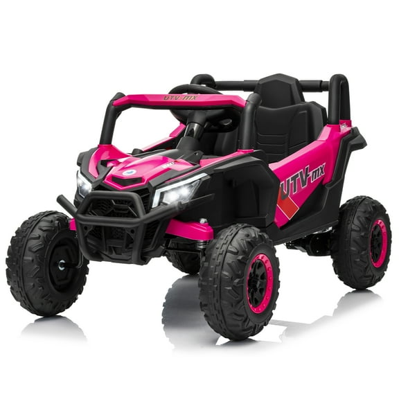 M optimized 12V Kids Ride On Car, UTV Truck with Remote Control, 4WD/2WD Switchable, Electric Vehicle with 4 Spring Suspension,EVA Tires, Safety Belt, Music, LED Lights for 3-8 Years