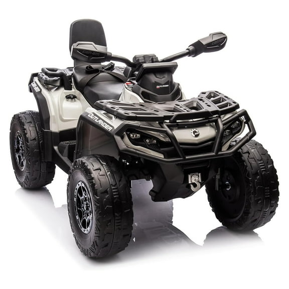 M optimized 12V Kids Ride On Electric ATV, 2 Leather Seater ATV Car for Kids, 27V Kids Ride On Toys with LED Headlights, Bluetooth & Music, Adjusted Speeds 2-4 MPH, Ride On Toys for Kids 3-8
