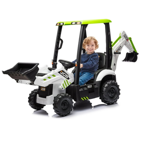 M optimized 12V Kids Ride on Excavator & Bulldozer 4 in 1 Electric Vehicle with Remote Control, Front Loader, Digger, Horn, Adjustable Seat, Excavator Ride on Car Toy for Kids Aged 3-8