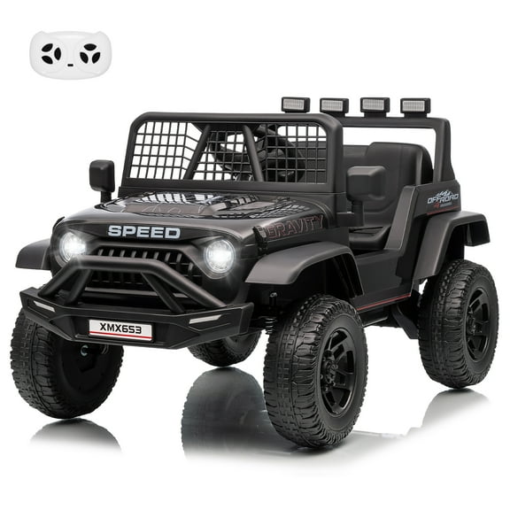 M optimized 12V Ride On Truck Car with Parent Remote Control, 3 Speeds, Emergency Braking, LED Lights, Music & Horn, Electric Vehicles for Boy Girl Gift