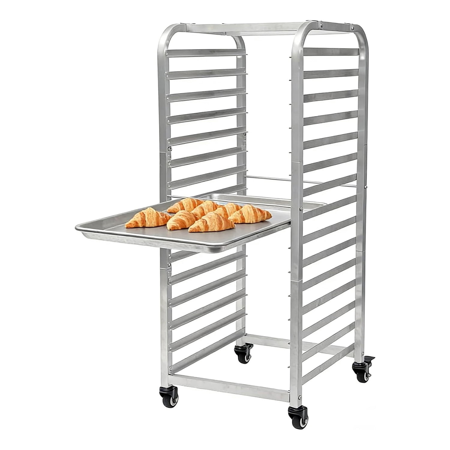 Kitchen Pan Racks Lockable M optimized 15 Tier Aluminum Bun Pan Rack with Lockable Wheels, Mobile ...
