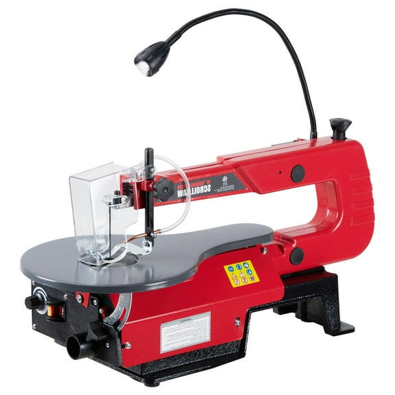 M optimized 16-Inch Variable Speed Scroll Saw with LED Light, Easy-Access Blade Changes and Extra-Large Adjustable Tilting Work Table, Red