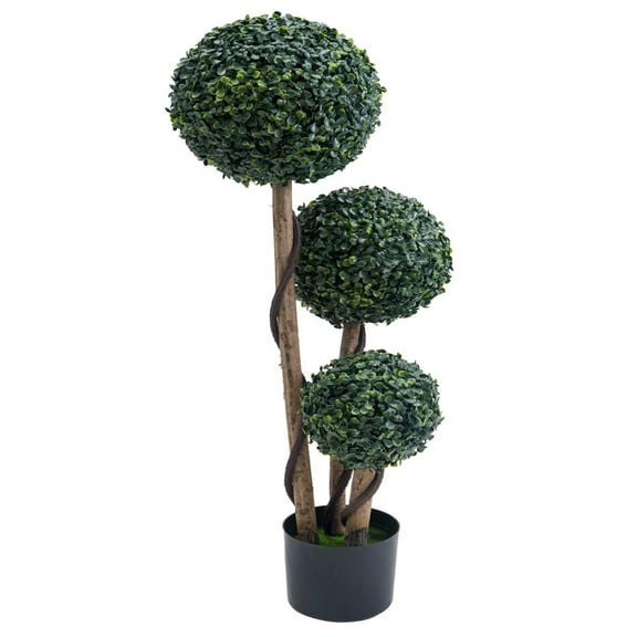 M optimized 1PC Topiary Trees Artificial Outdoor, 35"/45" Milan Grass Ball Topiary Trees, Fake Greenery Tree with Planter Pot for Home, Office, Porch Decor