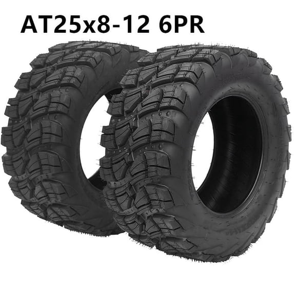M optimized 2 Pack 25x8-12 ATV Tires 6 Ply All Terrain Tires 25x8-12 6PR TL ATV UTV Trail Sand Mud Off-Road Tires Tubeless VICTORY Black