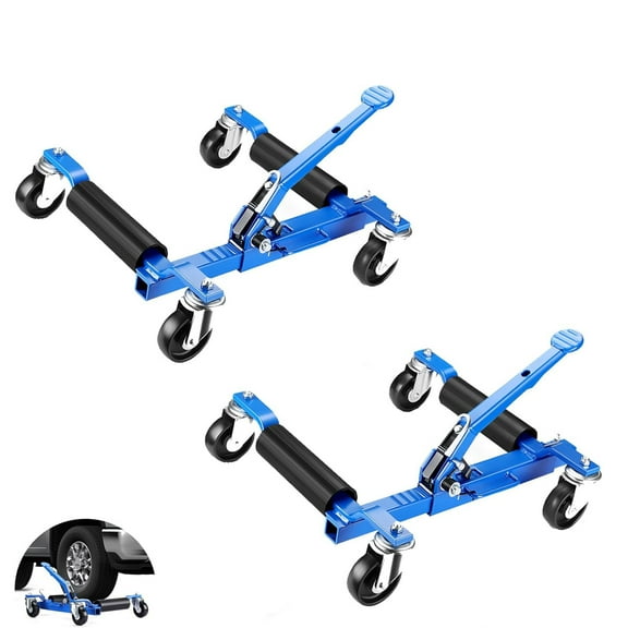 M optimized 2 Pack Car Wheel Tire Dolly Mechanical Jack Set with Ratchet Foot Pedal 1500lbs for Each Dolly