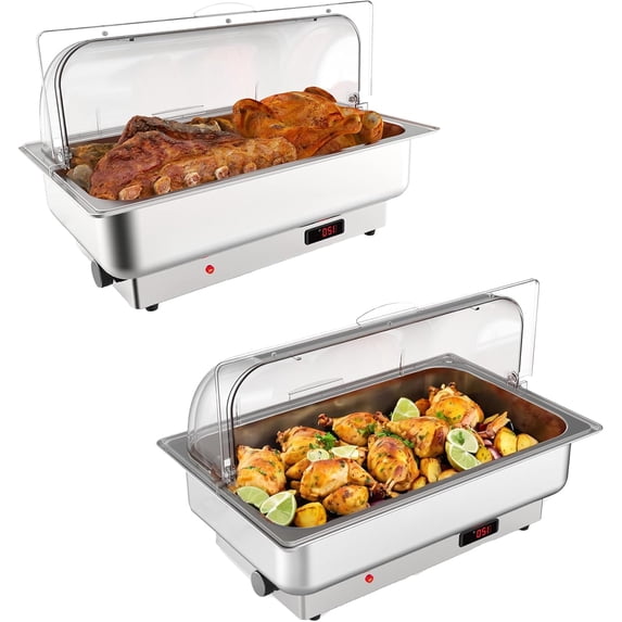 M optimized 2 Pack Electric Chafing Dishes Buffet Set, Roll Top Catering Chafer Server Food Warmer with Cover and Pan for Party Wedding Banquet