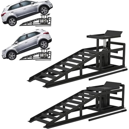 M optimized 2 Pack Hydraulic Car Ramps 5T 10000lbs Car Lift Service Ramps Truck Trailer Garage, Height Hydraulic Vehicle Ramps, Lift Height 10-14.2 Inches, Black