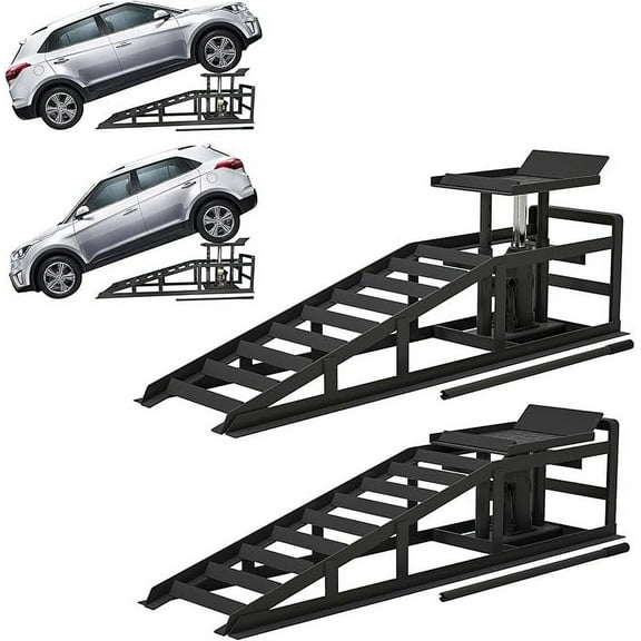 M optimized 2 Pack Hydraulic Car Ramps 5T 10000lbs Car Lift Service Ramps Truck Trailer Garage, Height Hydraulic Vehicle Ramps, Lift Height 10-14.2 Inches, Black