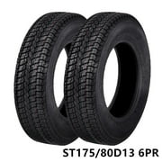 M optimized 2 Pack ST175/80D13 Trailer Tires 6PR Load Range C 13in Fuel-saving Designed Trailer Tires 175 80 13 for Travel, Camper, Landscape, Cargo, Utility, Boat, Farm, Hauler Trailer, Black