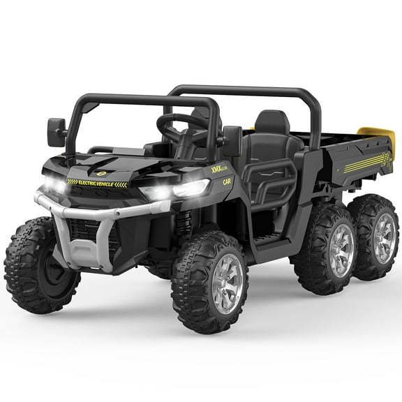 M optimized 2-Seater Ride on Car, 24V Kids Ride On Dump Truck with Remote Control Electric Vehicles UTV Battery Powered 6 Wheeler with EVA Tires Wheels