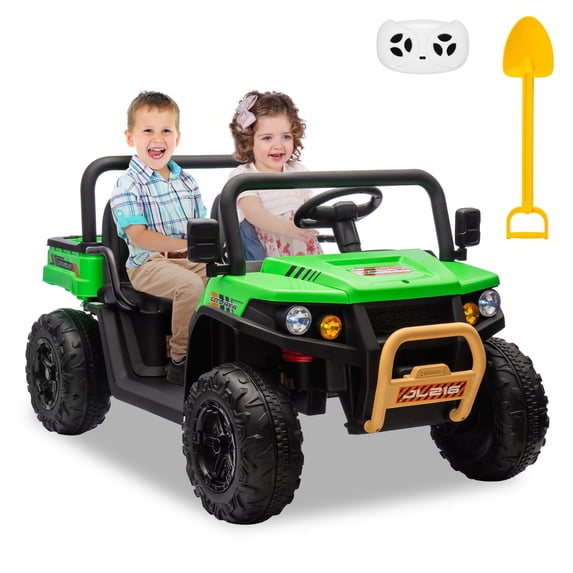M optimized 2 Seater Ride On Dump Truck, 24V Battery Powered UTV, Ride On Car Toys with Remote Control, EVA Tires, 4WD Electric Vehicle with Headlights for Boys & Girls