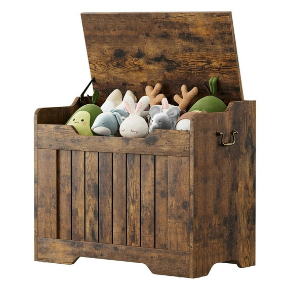 M optimized 24.8" Storage Chest Toy Chest Wood Large Toy Box, Storage Bench with Safety Hinge,Storage Trunk for Entryway, Living Room, Bedroom, Playroom