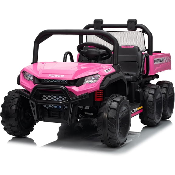 M optimized 24V 4WD Electric Ride on Dump Truck for Kids, 2 Seater Battery Power Ride-on Car with Remote Control, Dump Bed, 3 Speed Modes, Music Player, All-Terrain Off-Road Vehicle Toy