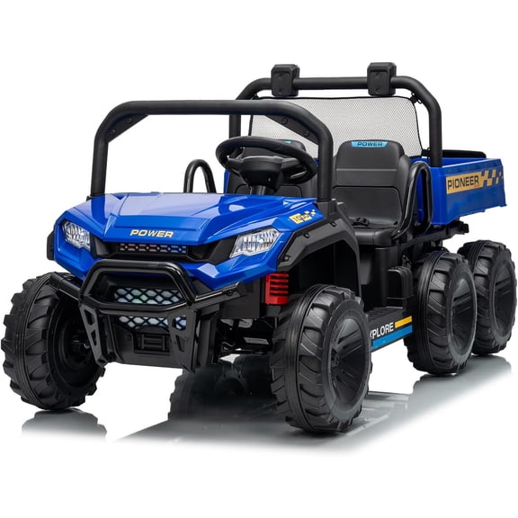 M optimized 24V 4WD Electric Ride on Dump Truck for Kids, 2 Seater Battery Power Ride-on Car with Remote Control, Dump Bed, 3 Speed Modes, Music Player, All-Terrain Off-Road Vehicle Toy