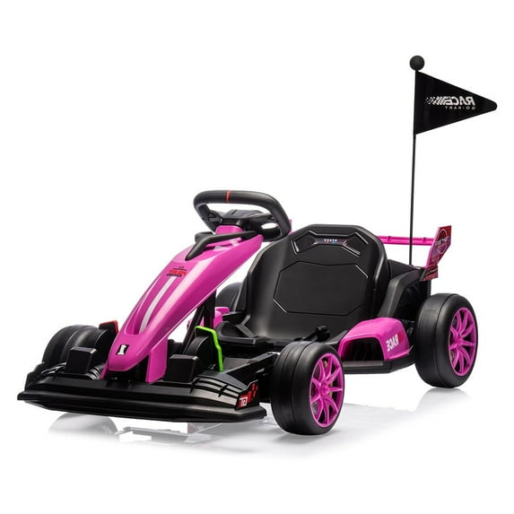 M optimized 24V Go Kart, Electric Drift Kart Car with Adjustable Seat, Outdoor Ride On Toy with Variable Speed Mode, High-Speed Racing and Immersive Gaming Combo for Kids 6+ Years Old