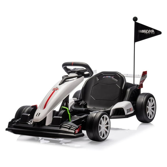 M optimized 24V Go Kart, Electric Drift Kart Car with Adjustable Seat, Outdoor Ride On Toy with Variable Speed Mode, High-Speed Racing and Immersive Gaming Combo for Kids 6+ Years Old