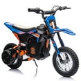 thumbnail image 1 of M optimized 24V Kids Ride On Electric Off-Road Motorcycle, 250W 13.6MPH Fast Speed Dirt Bike Motocross, Leather Seat, Twist Grip Throttle, Metal Suspension, Air-Filled Tires for Kids Riding Toy, 1 of 6