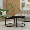 thumbnail image 1 of M optimized 27.6" Coffee Table Nesting Side Round Set Of 2, Modern End Table Top Sturdy Metal Frame Industrial Simple Nightstand, for Living Room Bedroom Apartment, 1 of 8