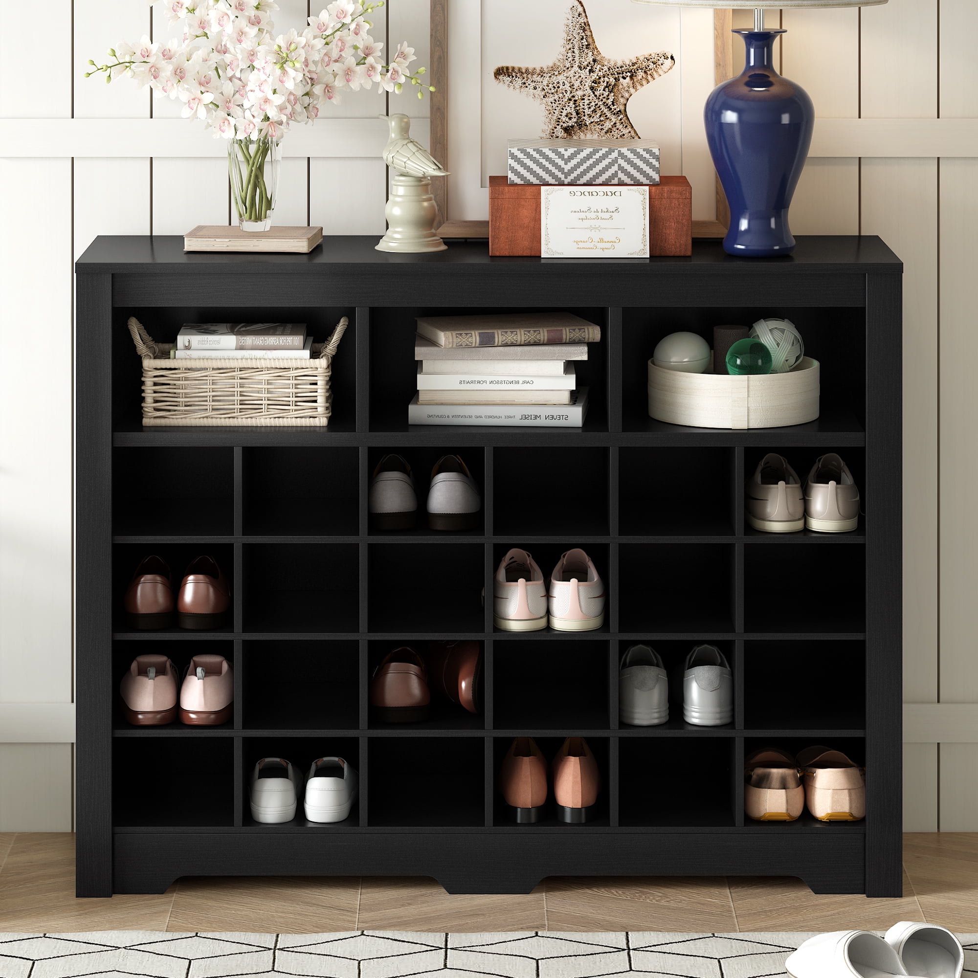 M optimized 27 Cubes 30 Pairs 5 Tier Shoe Rack, Shoe Storage Cabinet ...