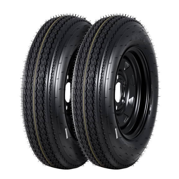 M optimized 2PCS 5.30-12 530-12 530X12 Trailer Tire and Wheel Assembly, Load Range C 6PR, 5 Lug Black Modular Wheel, 12 Inch Tires for Utility/Boat/Camper Trailers