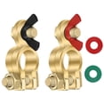 thumbnail image 1 of M optimized 2pcs Brass Car Battery Terminal Connector Top Post End Clamps with Battery Anti-corrosion Protection Gasket, 1 of 9