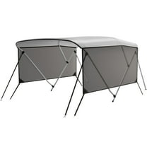 M optimized 3 Bow Bimini Tops, 600D Marine Canvas, Sun Shade Boat Canopy with Mesh Sidewalls Support Poles