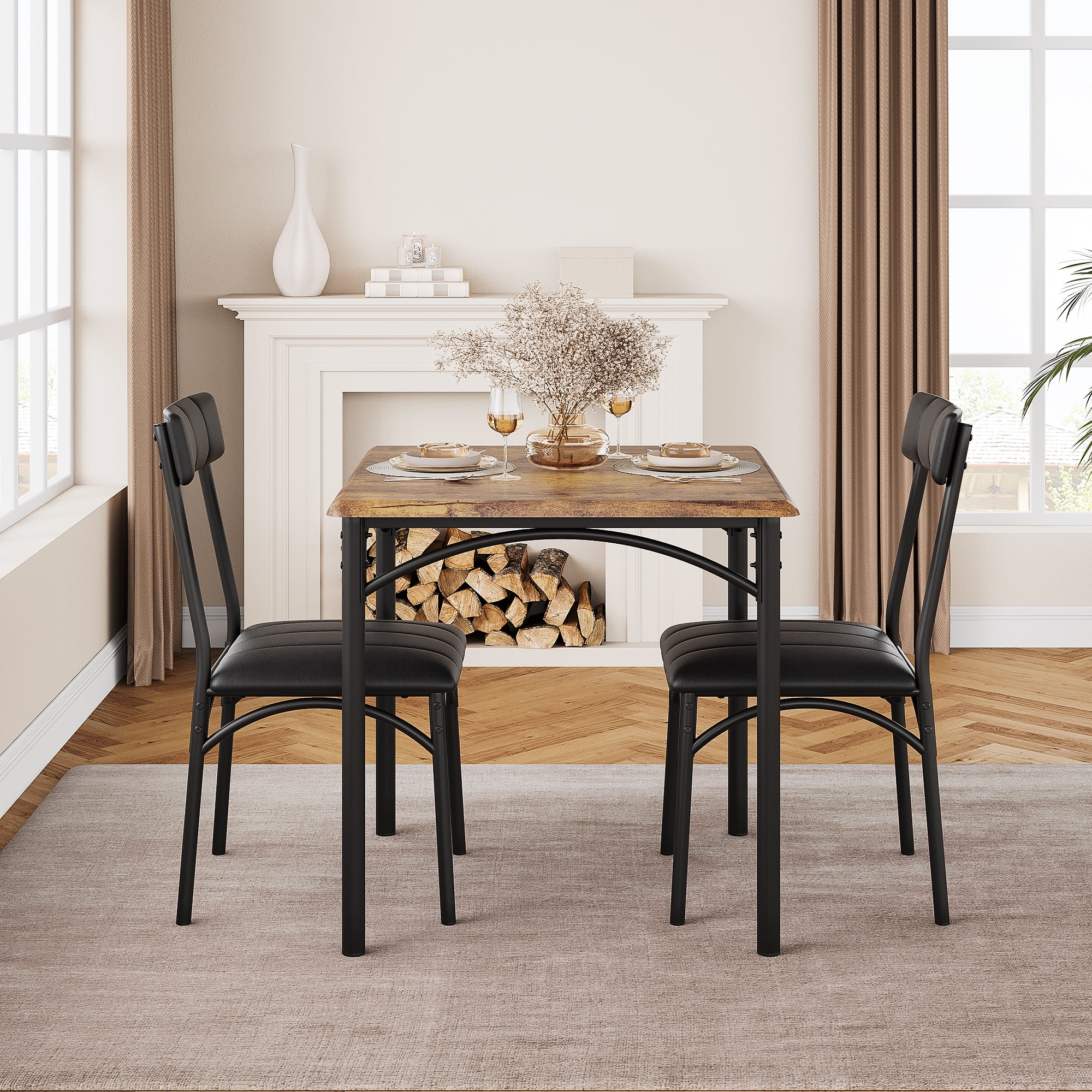 M optimized 3 Piece Dining Table Set, Kitchen Table and Chairs for 2 ...