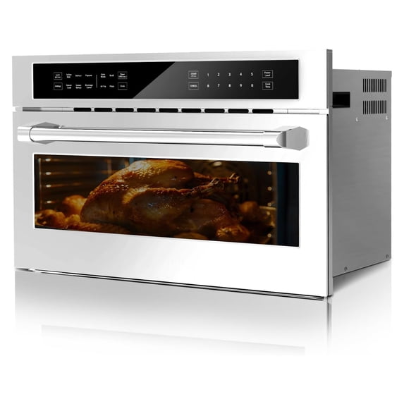 M optimized 30" Microwave Convection Oven, 1.6 Cu.Ft. Built-In Convection Oven and Microwave Combo with Air Fry, Touch Control, Drop-Down Door, Stainless Steel Finish, 1700W, Silver