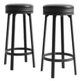 thumbnail image 1 of M optimized 30'' Swivel Bar Stools Set of 2 with Footrest, Modern Counter Height Barstools with PU Leather Upholstered and Metal Frame, Backless Round Bar Stools for Kitchen Island, 1 of 8