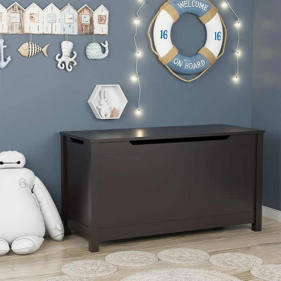 M optimized 31" Toy Storage Box for Kids Boys Girls Wooden Toy Chest Organizer with Safety Hinged Lid