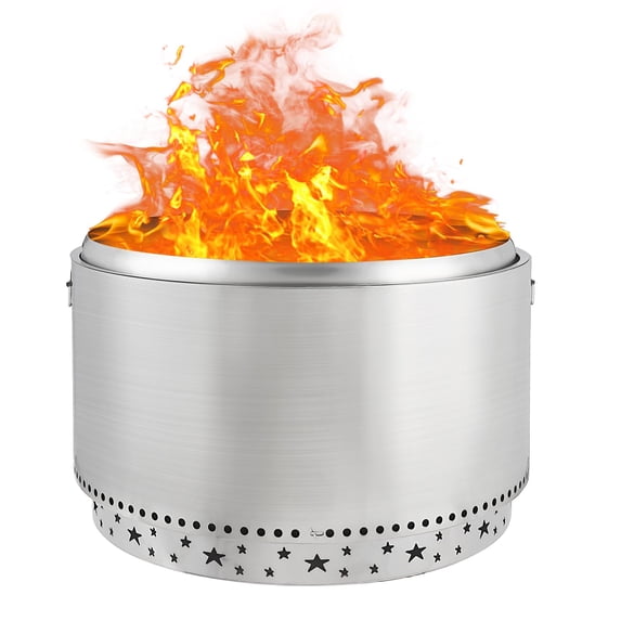 M optimized 32inch Smokeless Fire Pits with Air Switch, Wood Burning Portable Stainless Steel Outdoor Firepit with Removable Stand & Stove Hook for Camping Backyard Patio Picnic