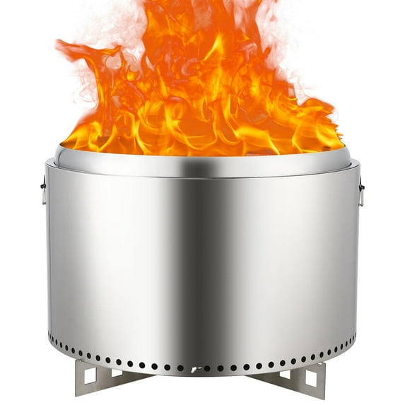M optimized 32inch Smokeless Fire Pits with Air Switch, Wood Burning Portable Stainless Steel Outdoor Firepit with Removable Stand & Stove Hook for Camping Backyard Patio Picnic