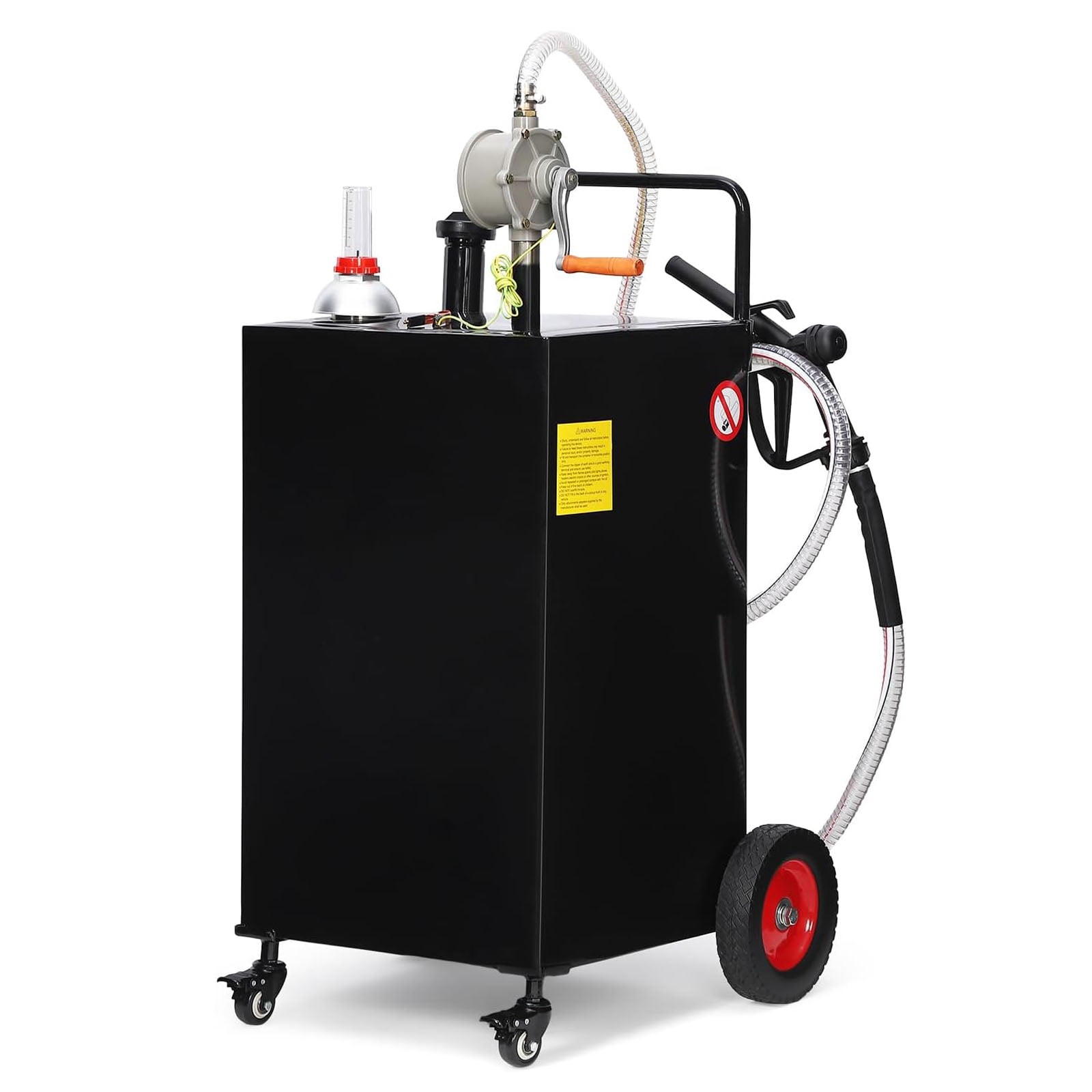 M optimized 35 Gallon Fuel Caddy, Fuel Tank with Manual Transfer Pump for Gasoline & Diesel, Durable 4-Wheel Design, Mobile Fuel Storage for Cars, Trucks, Boats, Lawn Mowers