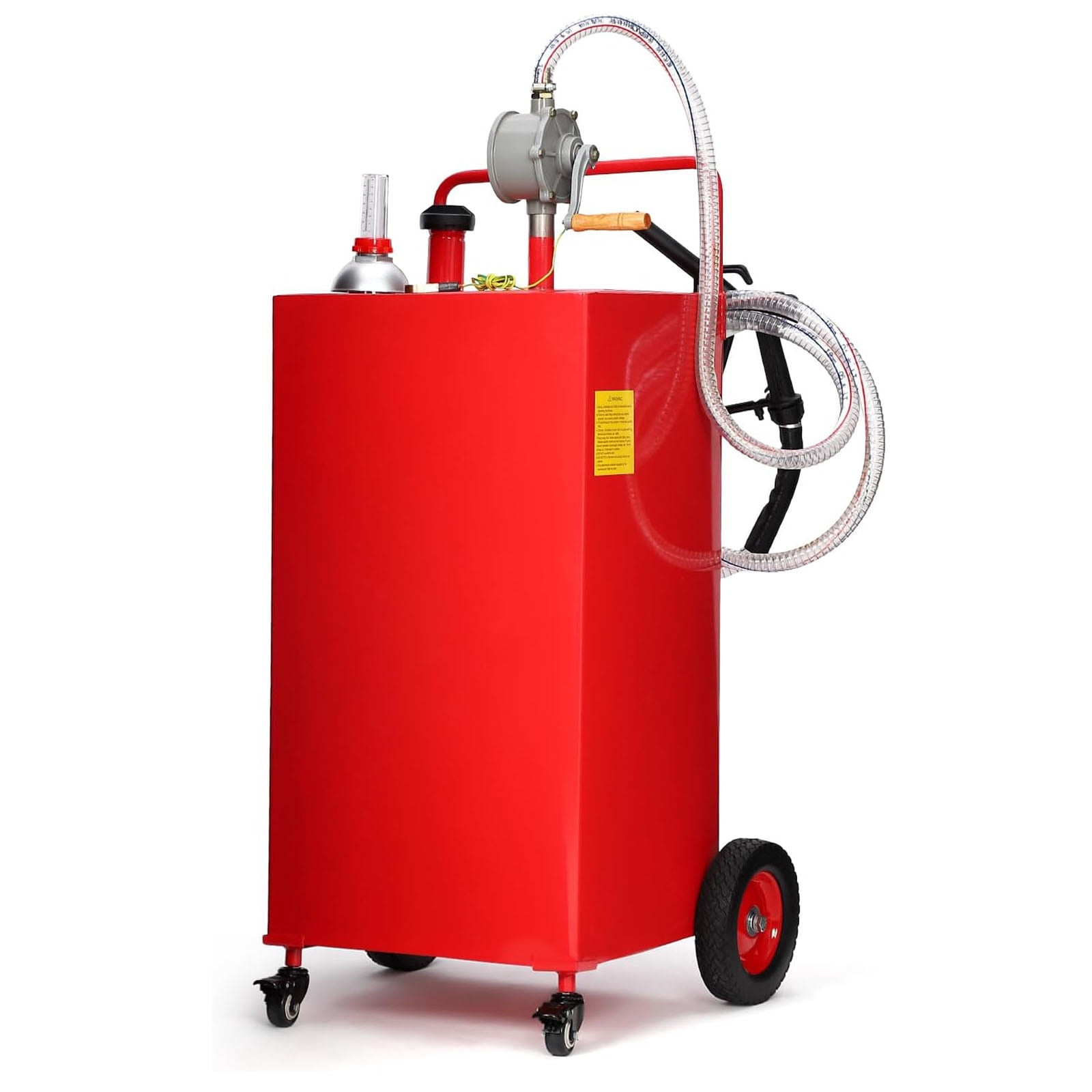 M optimized 35 Gallon Fuel Caddy, Fuel Tank with Manual Transfer Pump for Gasoline & Diesel, Durable 4-Wheel Design, Mobile Fuel Storage for Cars, Trucks, Boats, Lawn Mowers