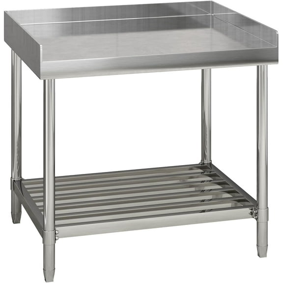 M optimized 36" x 30" x 34" Stainless Steel Work Table with Backsplash for Prep & Work, Folding NSF Heavy Duty Commercial Food Prep Worktable with Adjustable Undershelf for Kitchen Prep Work